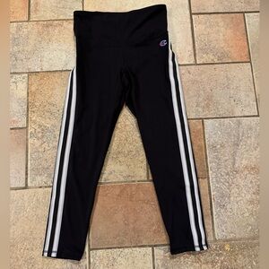 Champion Active Wear High-Waisted Black with Side Stripe Workout Leggings Size M